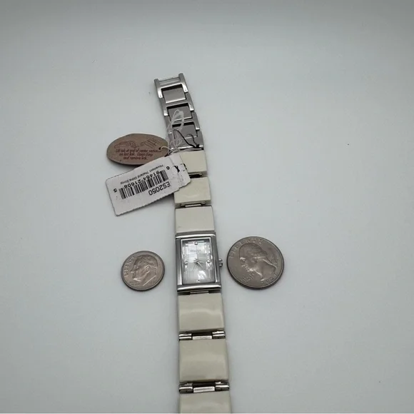 Fossil ES2050 MOP Dial White Ceramic Stainless Steel Link Watch